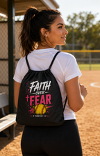Faith Over Fear Softball Drawstring Bag